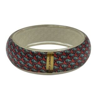 Vineyard Vines whale large plastic bangle bracelet pink blue gold nautical